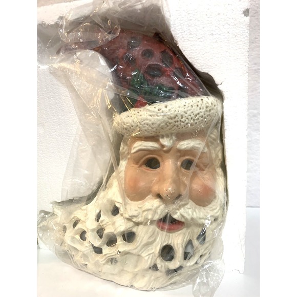 Vintage Cast Iron Santa Claus Lantern Whimsical Cresent Moon Shape 10lbs 11.5" - Picture 2 of 3